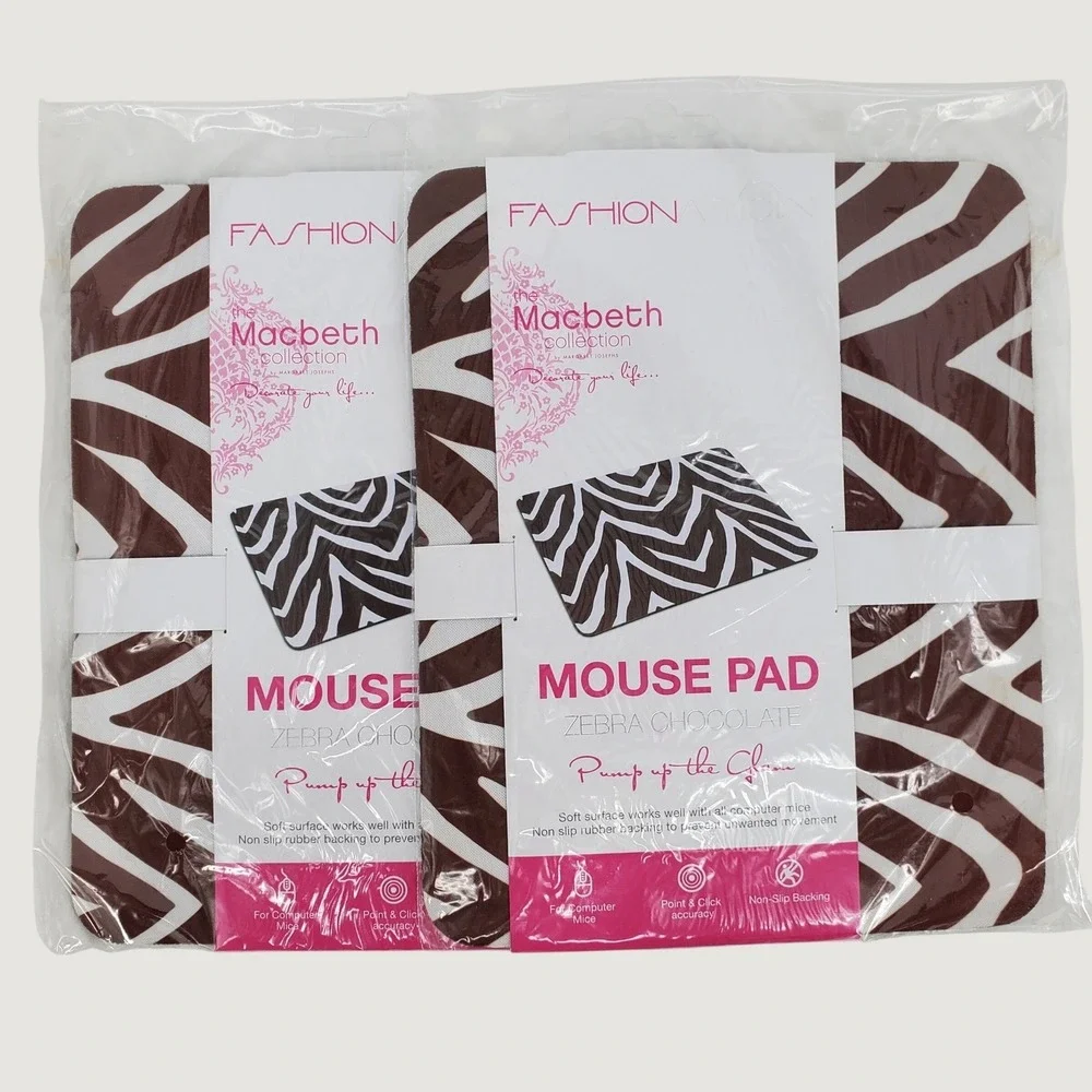 Macbeth Collection Margaret Josephs Zebra Chocolate Mouse Pad 2 Pk Animal Print